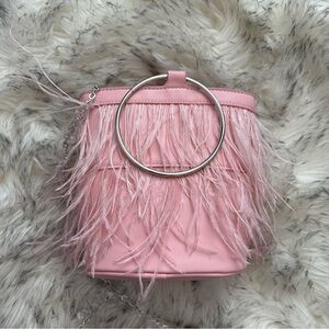 New! Pink Feather Bucket Bag